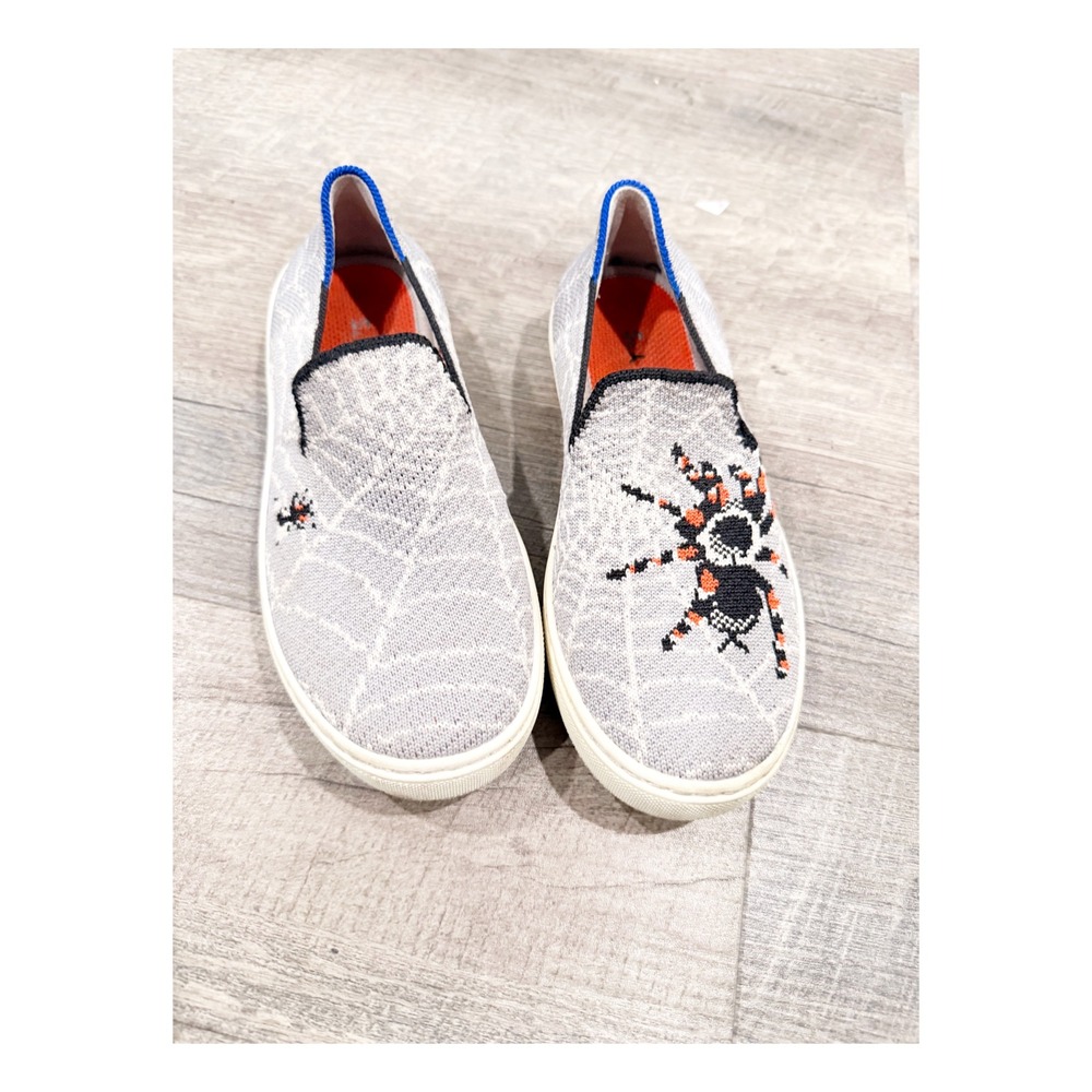 Rothys Kids The Sneaker Grey Spider Web Tarantula Slip On Shoes Size 1